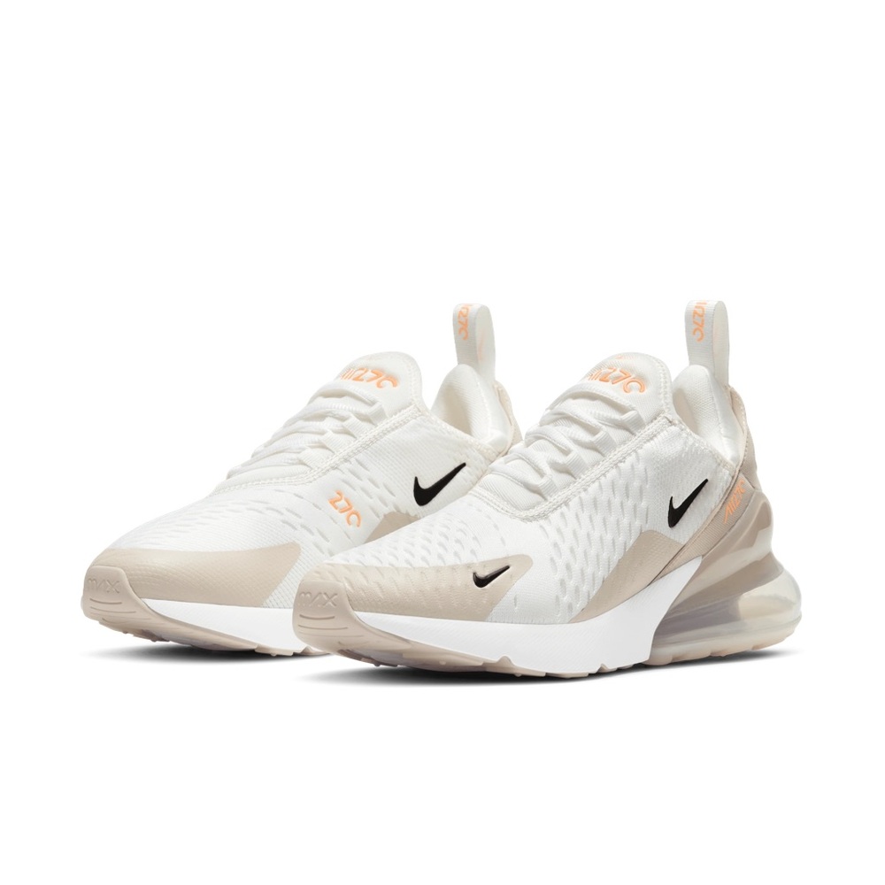 Nike Air Max 270 White and Tan Sneakers